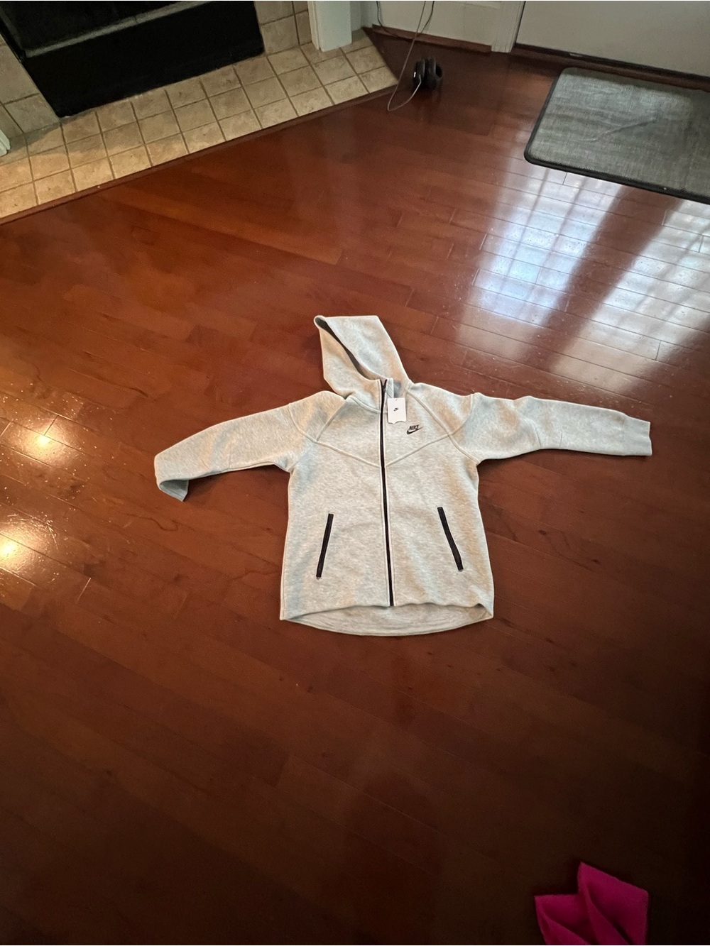 Nike Kids Light Gray Full-Zip Hoodie with Hood